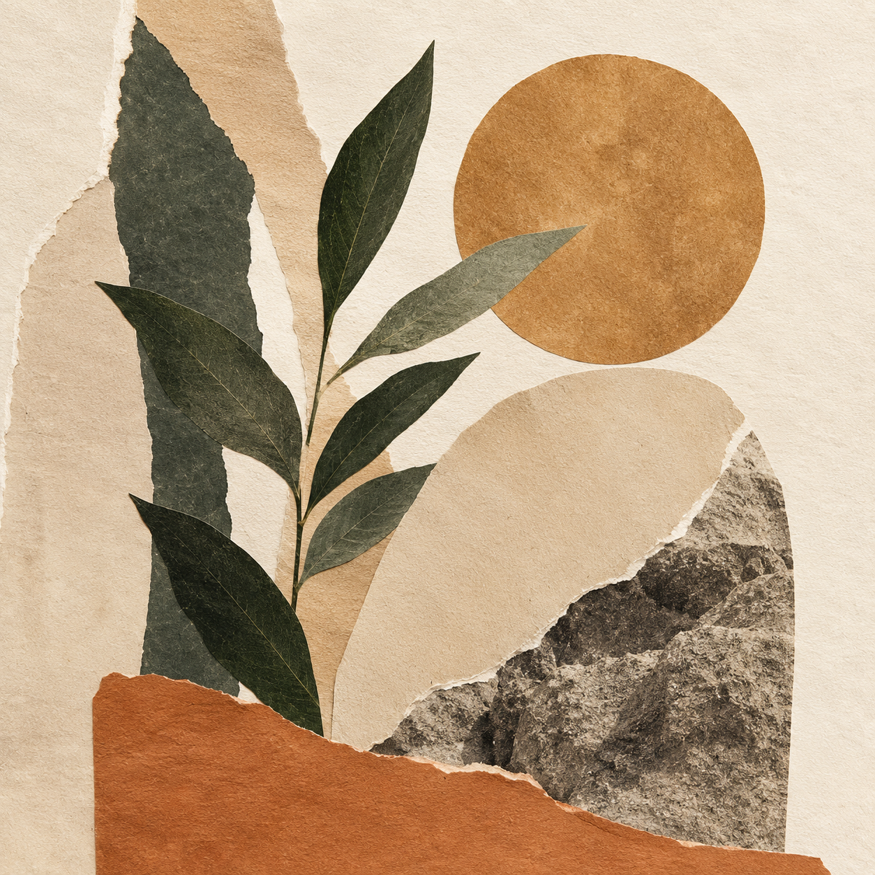 Earthy Botanical Paper Collage